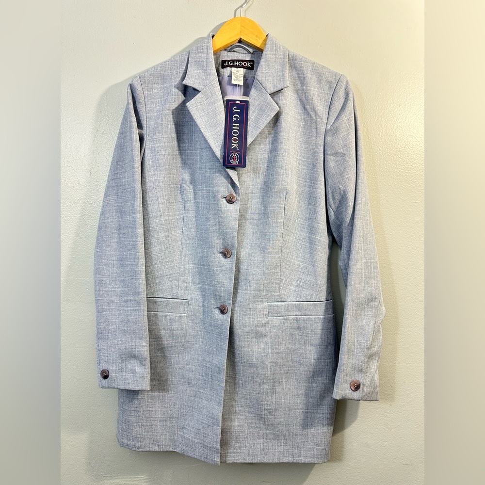 NWT J. G. HOOK womens Blue Structured Blazer with Classic Lapel 8L